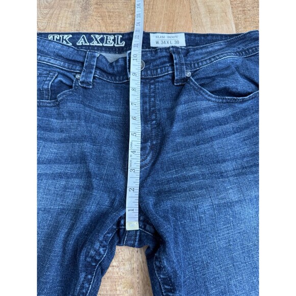TK Axel Men’s Slim Boot Cut Jeans Dark Wash Pockets  Mid Rise Size 34x30 - Picture 11 of 12